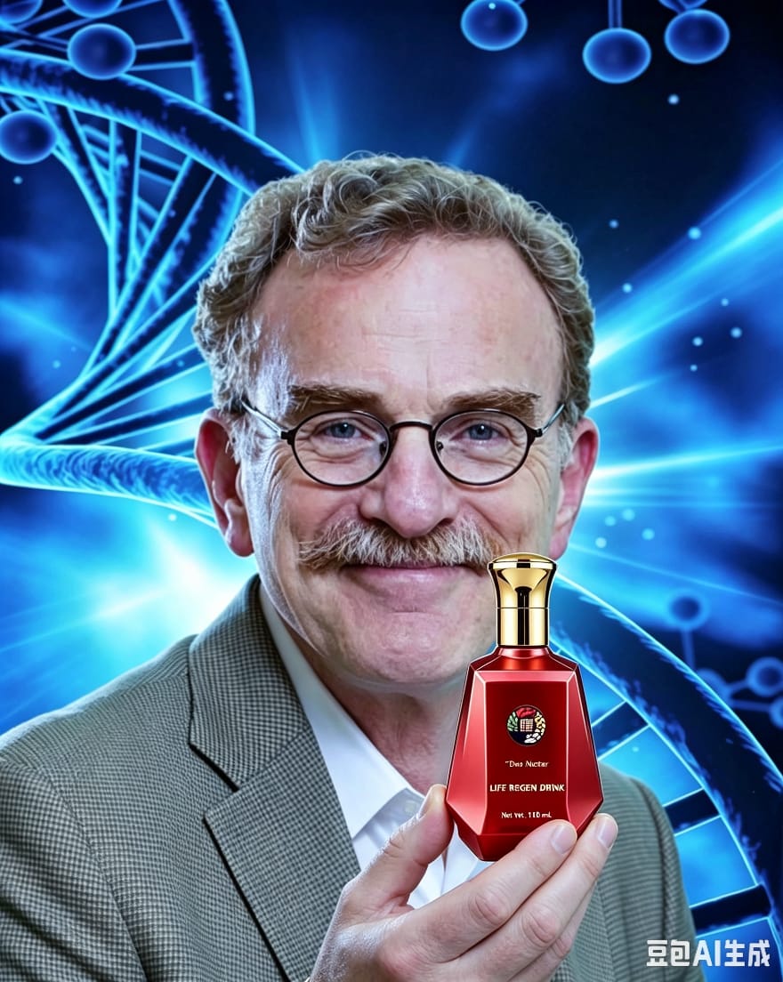 Professor Randy W. Schekman holding a bottle of Life Regen Drink