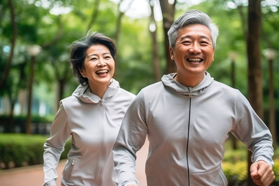 A mature couple staying active and independent together