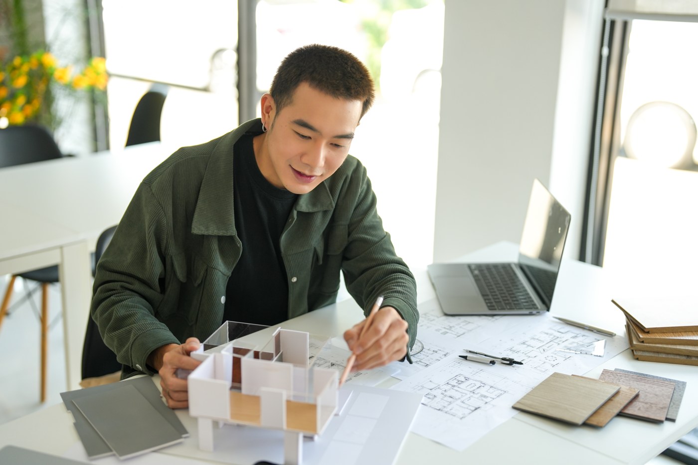 A Helixia researcher turning an idea into a real design